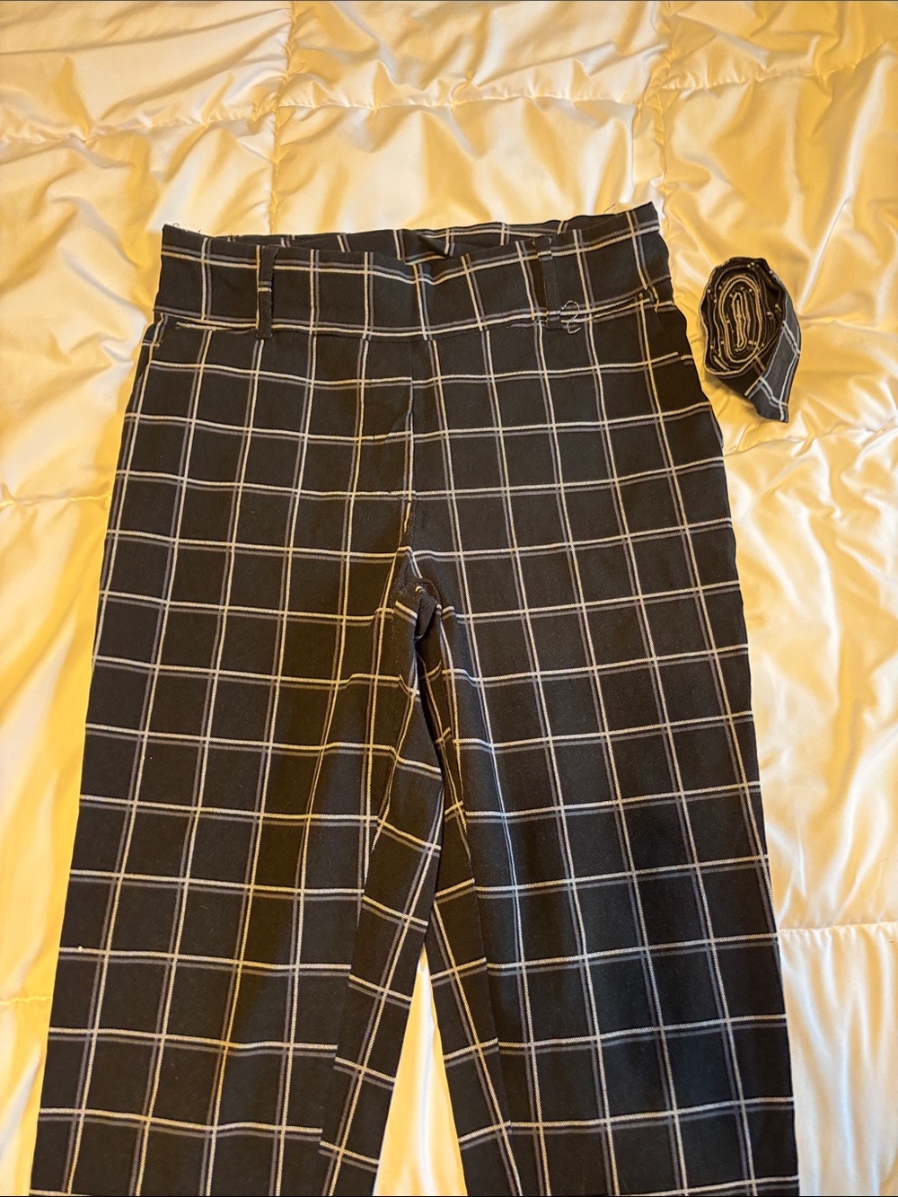 WoMen's Black Windowpane Dress Pants